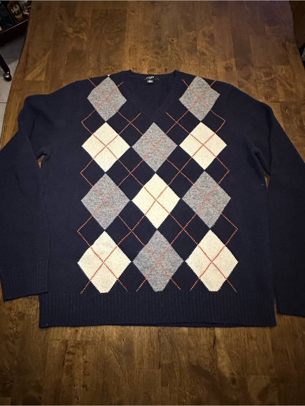 J crew Navy Argyle V-Neck Sweater - Men classic prep 2006